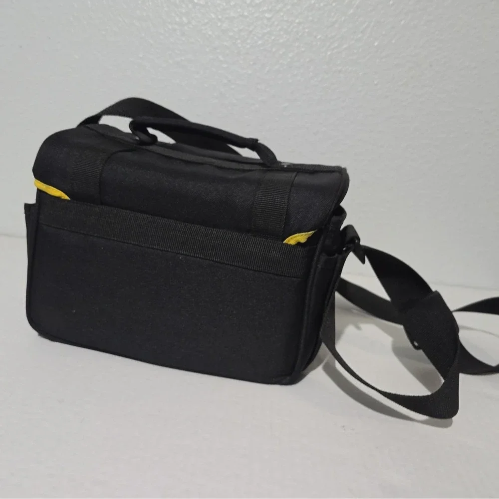 Nikon Camera Bag Adjustable Shoulder Strap Black Yellow Trim